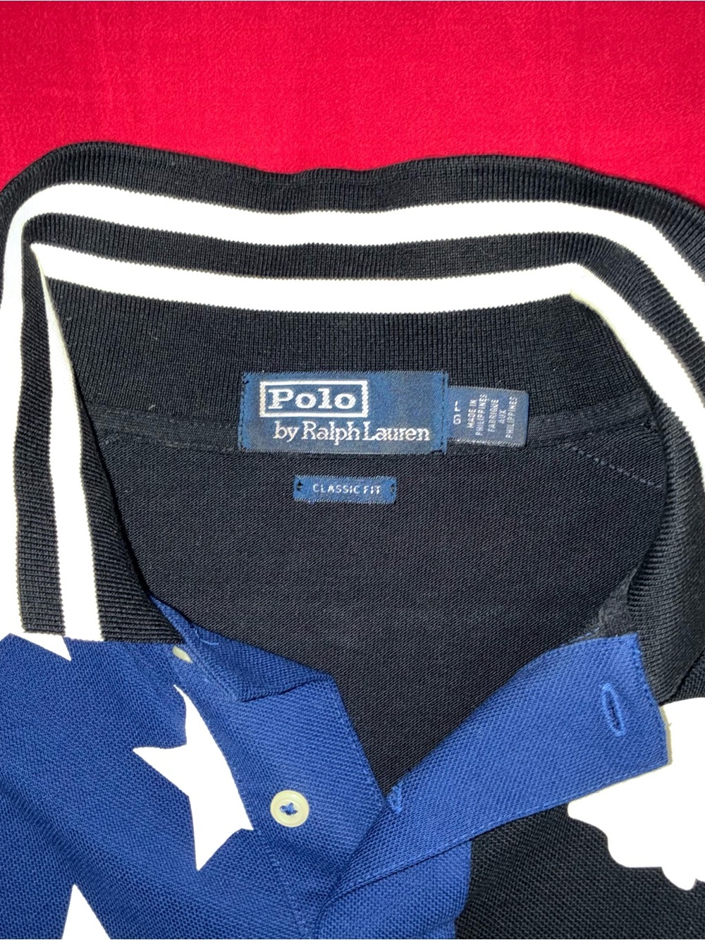 Ralph Lauren Long Sleeve Polo Ski shirt—Stars and Stripes—Size Large - Picture 2 of 7